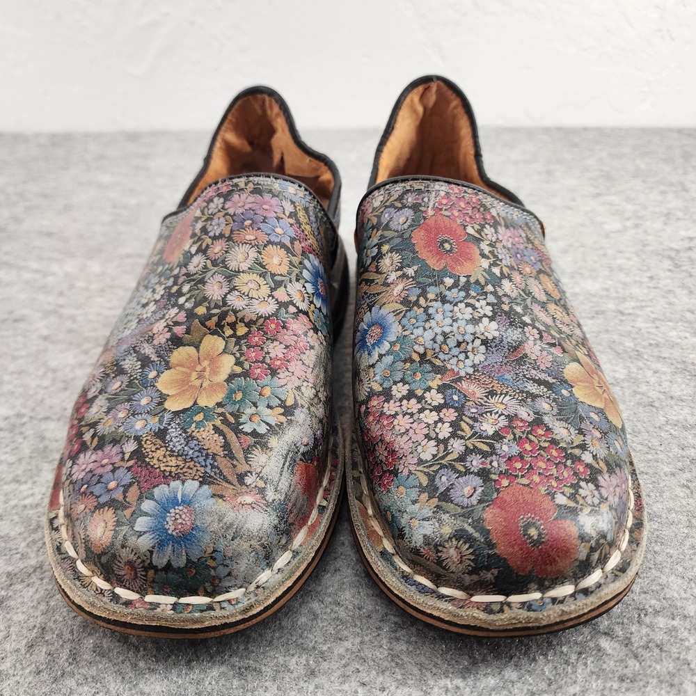 LL Bean Size 8 | Floral Leather Comfort Loafers Slip On Shoes Clogs Garden Shoe - Picture 2 of 7